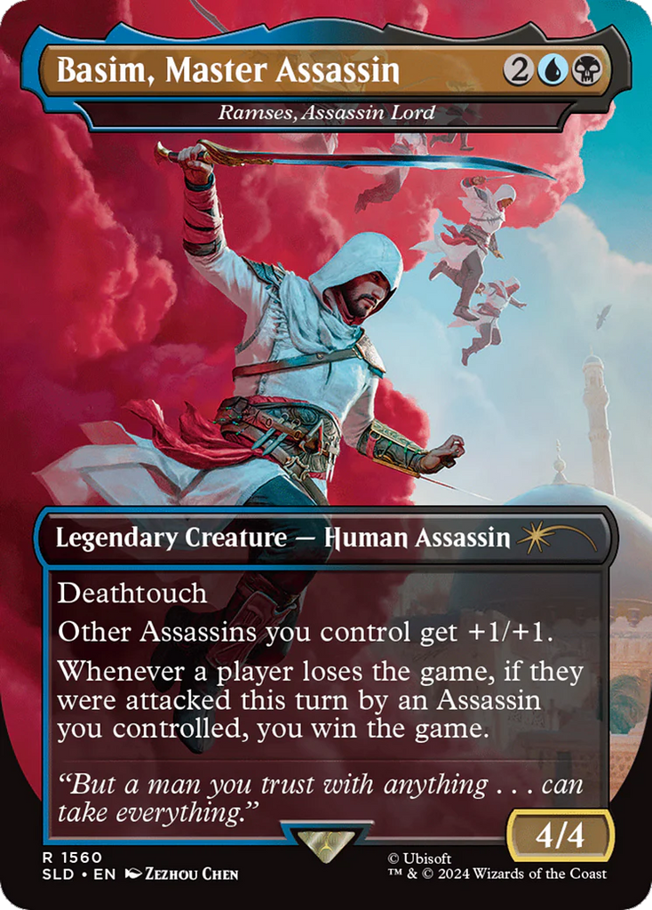 66cd66ac-f84c-5ca4-bb13-7eac7a8ed5f4_1024x1024.png Basim, Master Assassin - Ramses, Assassin Lord (Rainbow Foil) - Secret Lair Drop Series (SLD) - Image 1
